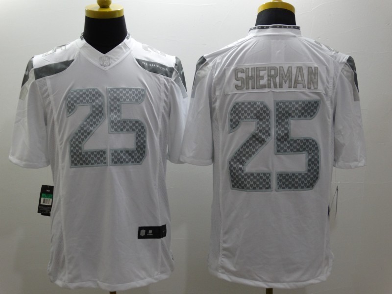 Men's Seattle Seahawks Richard Sherman #25 White Jersey